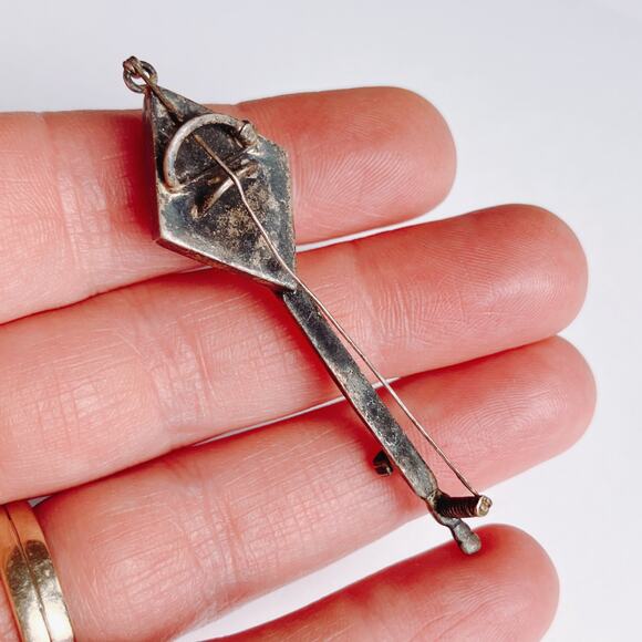 RARE Vintage 1930s Solid Silver Balalaika Brooch USSR Russian Folk Figural Pin - Picture 2 of 14